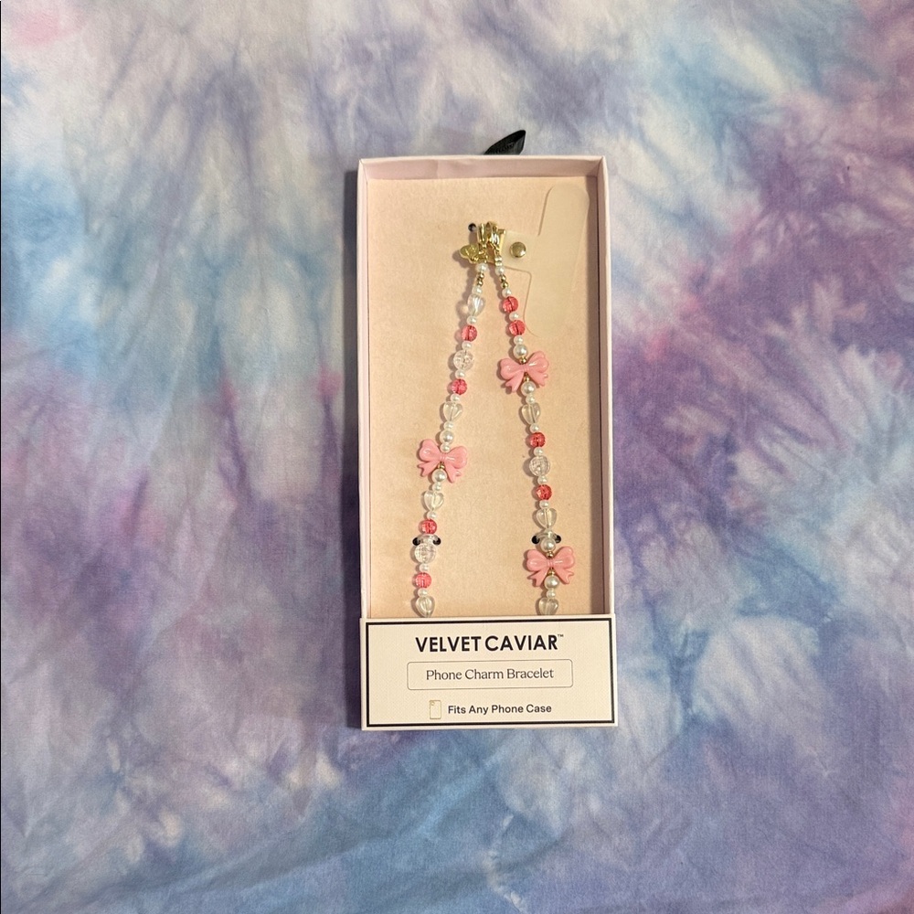 Velvet Caviar Pink & Clear Bow Phone Charm Bracelet